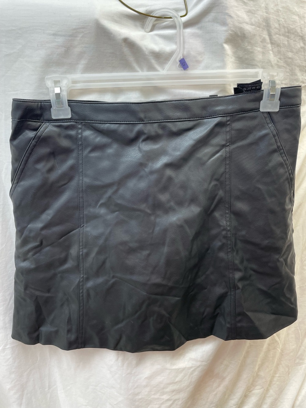 Divided Women's Black Faux Leather lined Mini Skirt Sz 14
